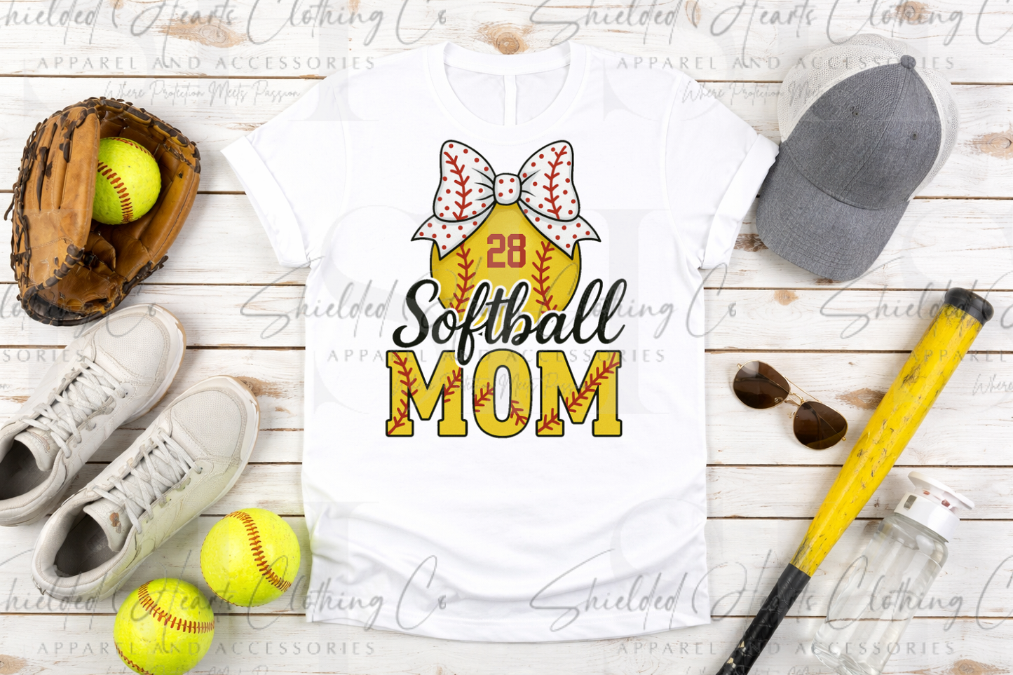 Softball Mom with Bow
