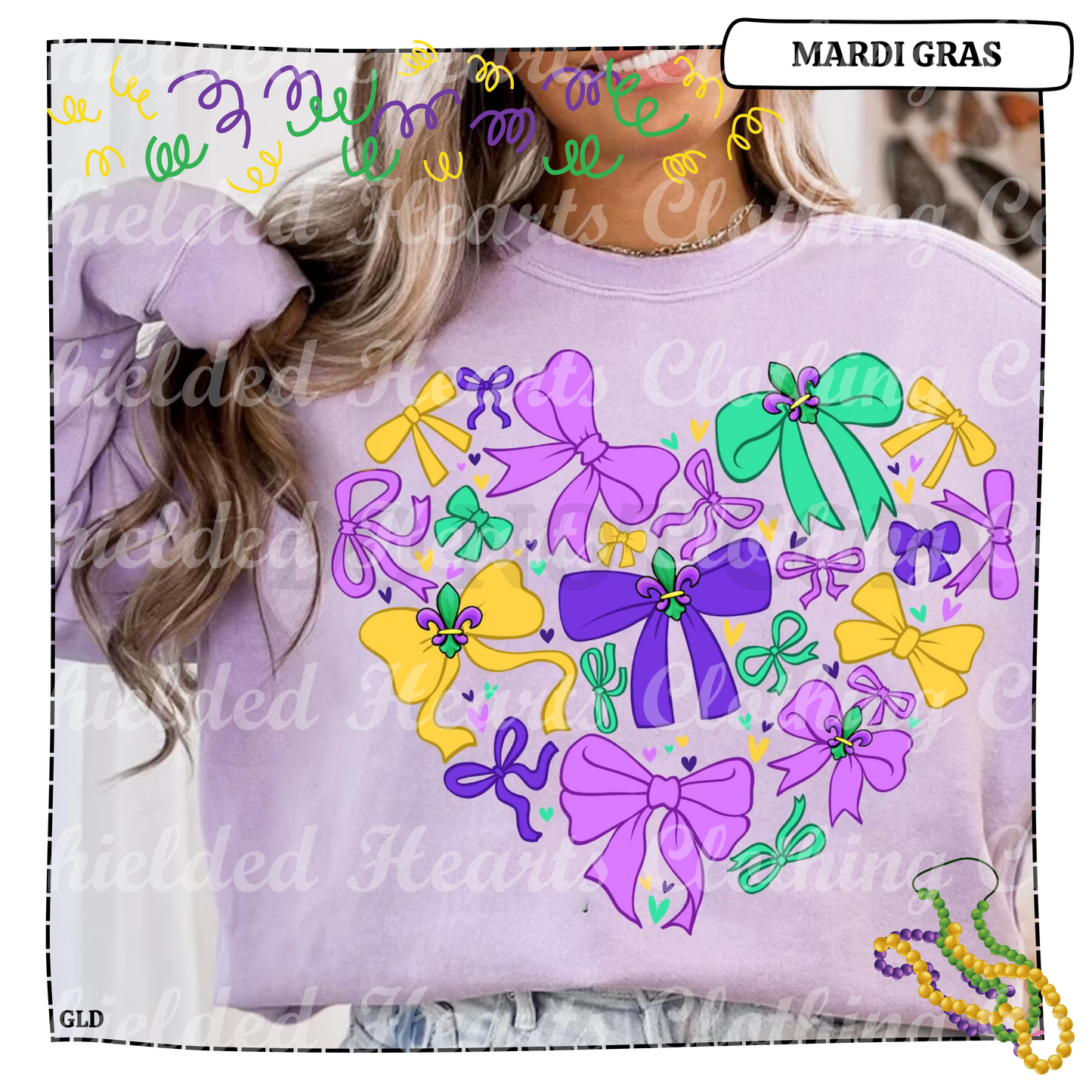Coquette Mardi Gras Heart Shirt