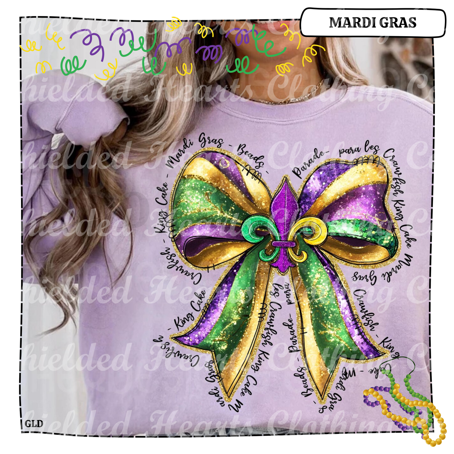 Glitter Mardi Gras Coquette Shirt