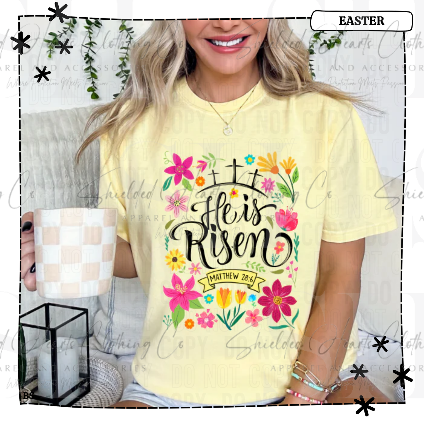 He is Risen Bright Floral Shirt