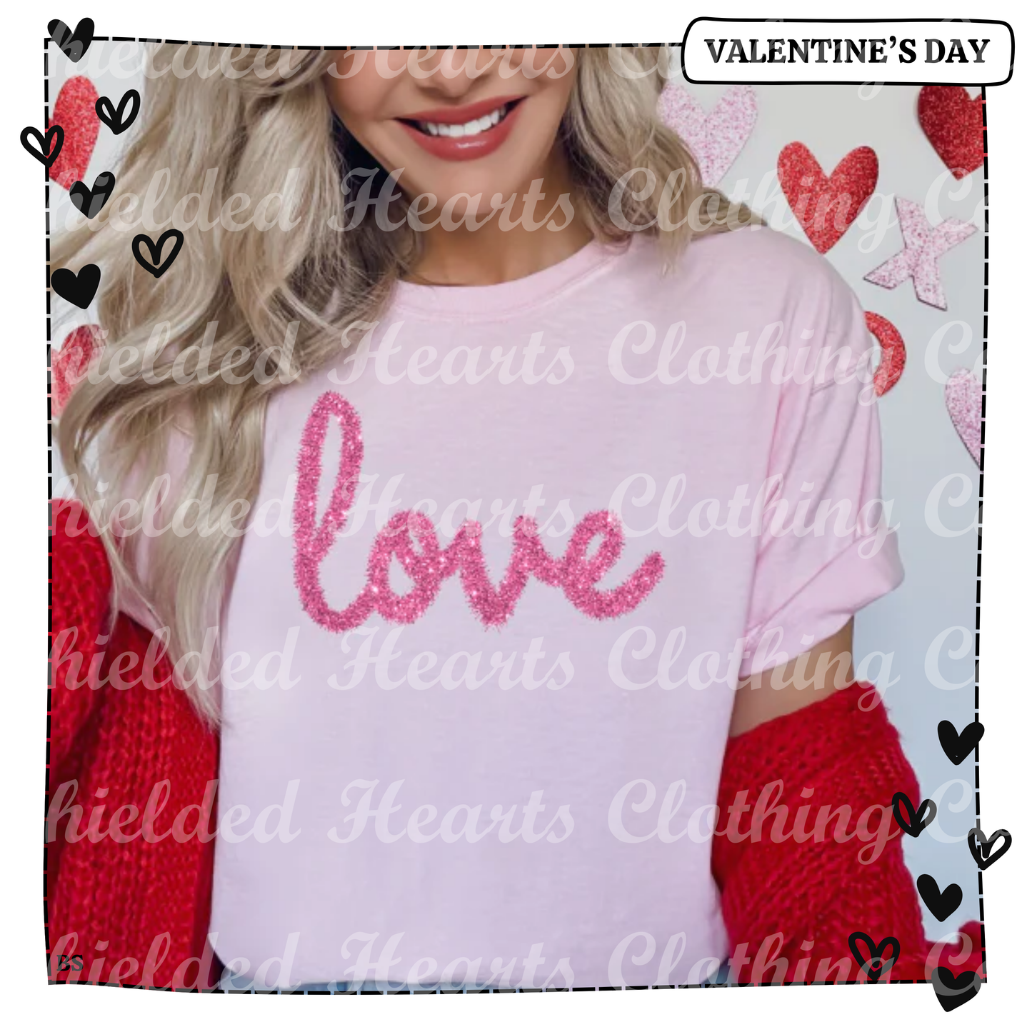Love Faux Glitter Tinsel Glitter Shirt