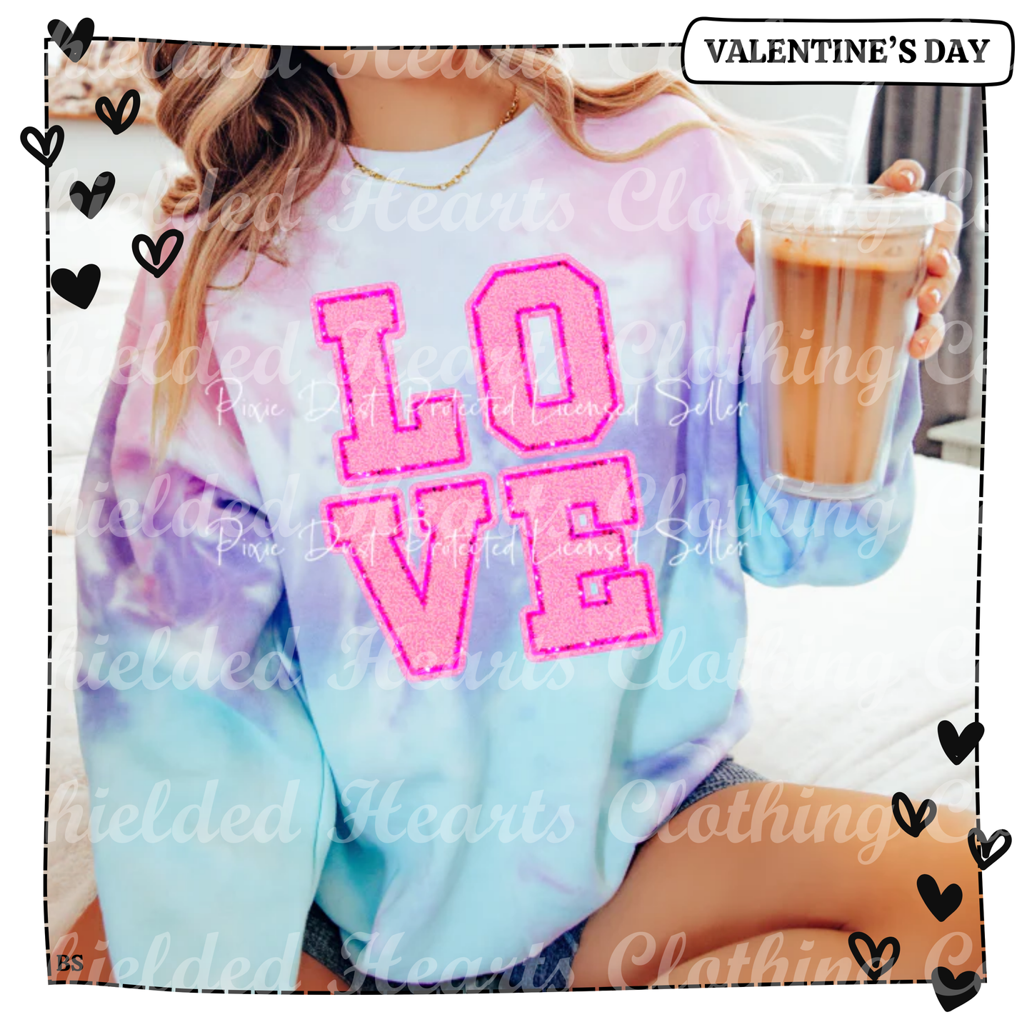 Love Sparkly Chenille Letters Shirt