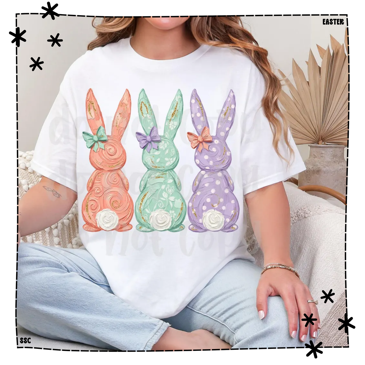 Painted Easter Bunny Trio