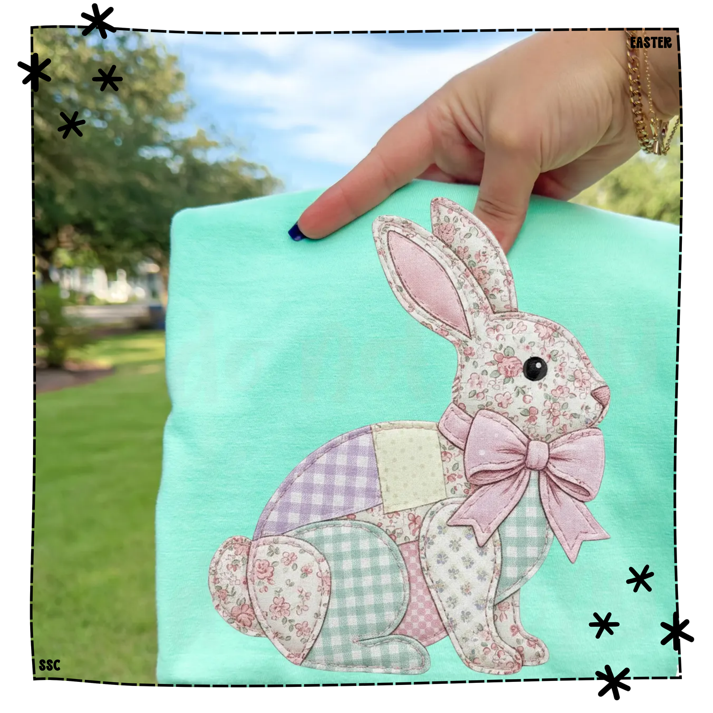 Patchwork Quilted Easter Bunny Floral