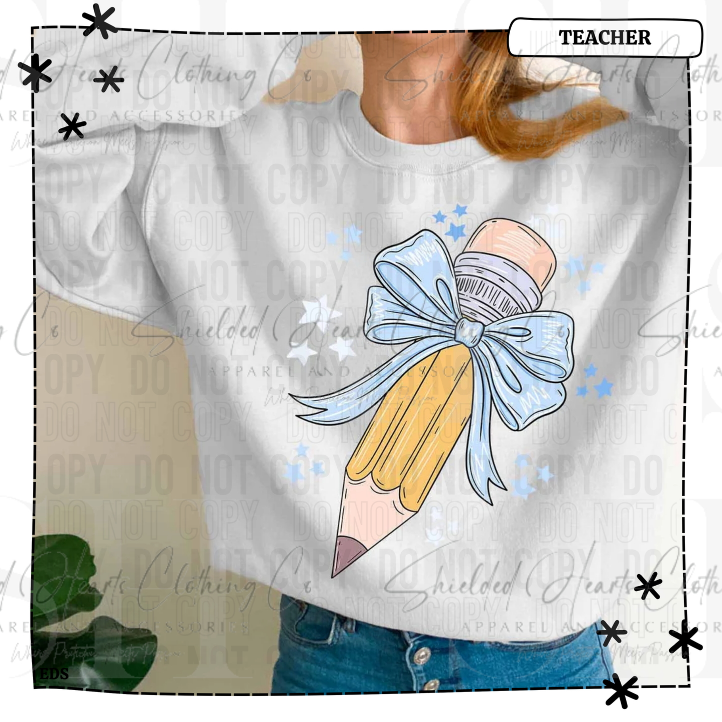 Pencil Baby Blue Bow Shirt