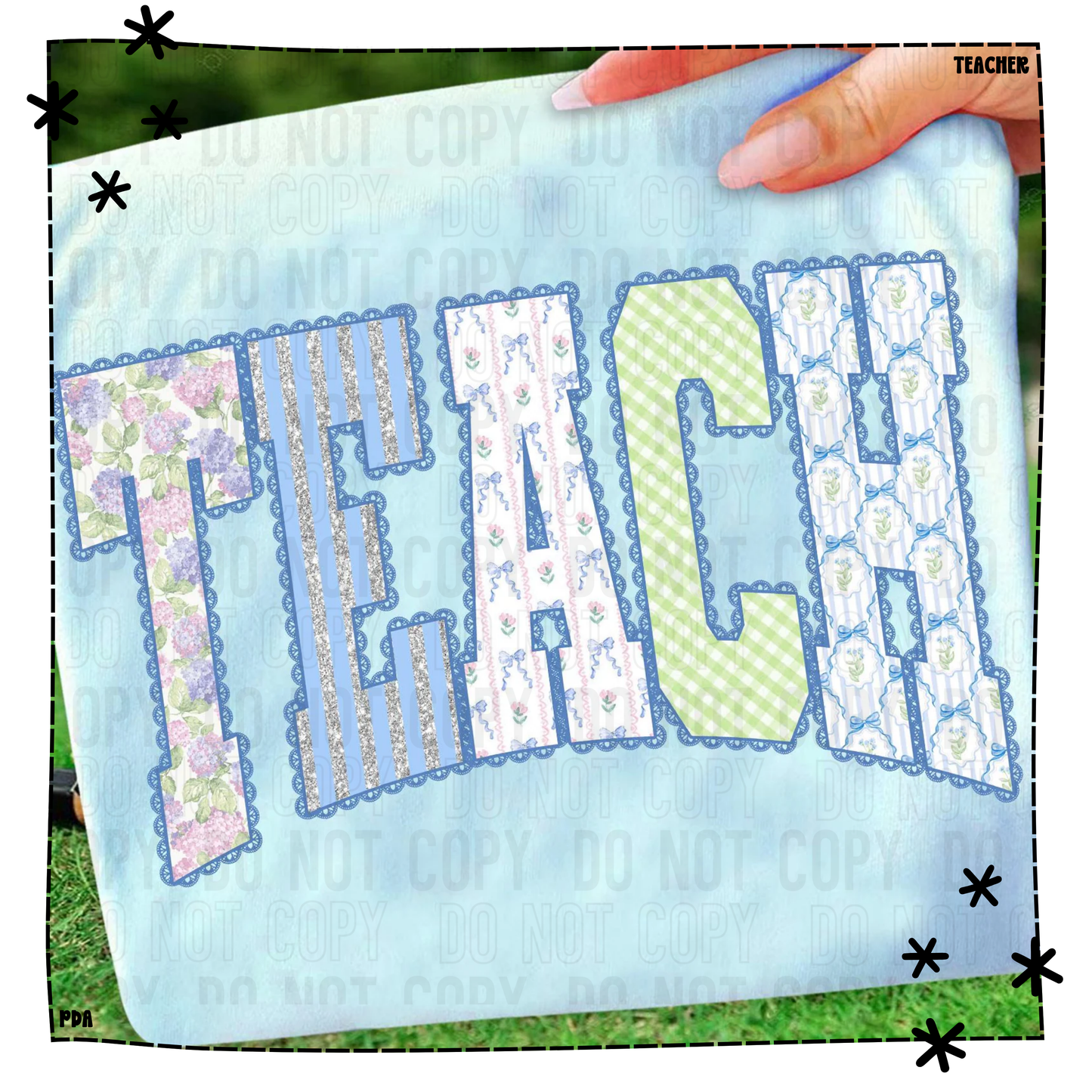 Retro Teach Coquette Floral Glitter