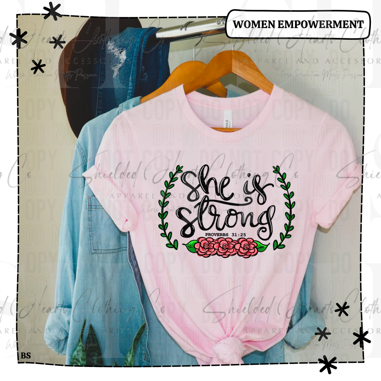 She is Strong Floral Border Shirt