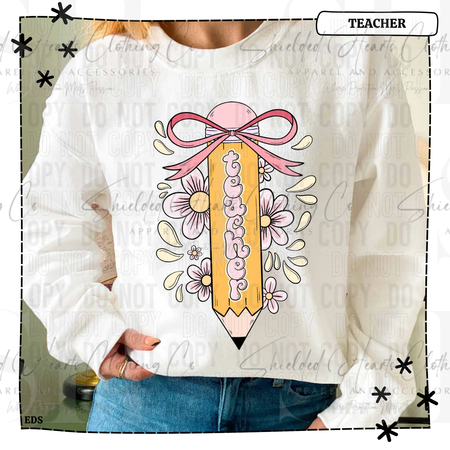 Teacher Pencil Bow Shirt