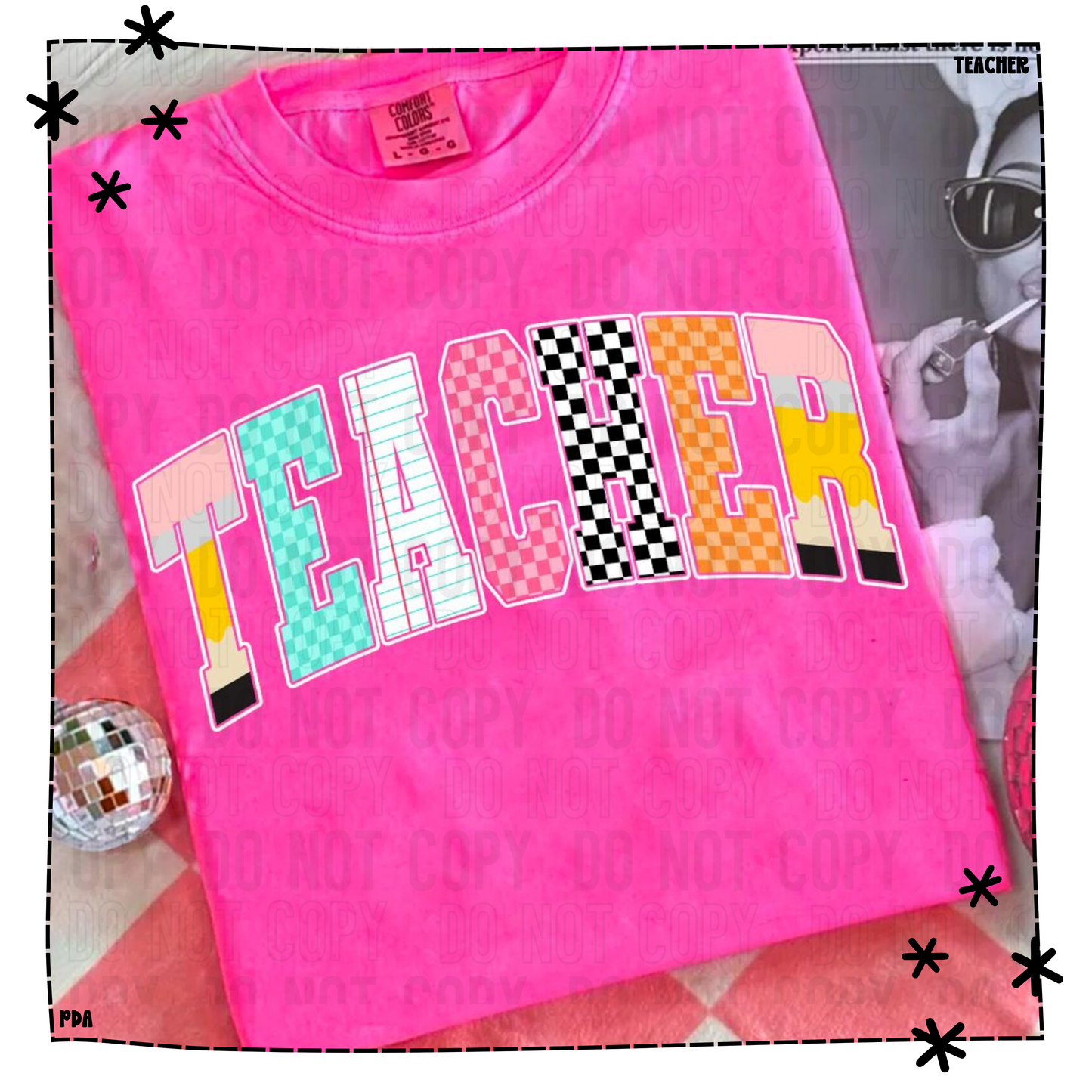 Teacher Retro Checkered