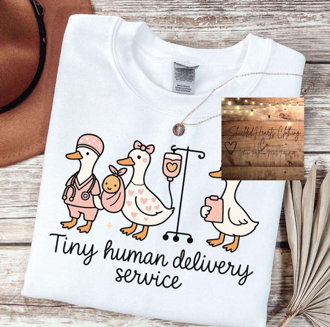 Silly Goose Tiny Human Delivery Service Shirt