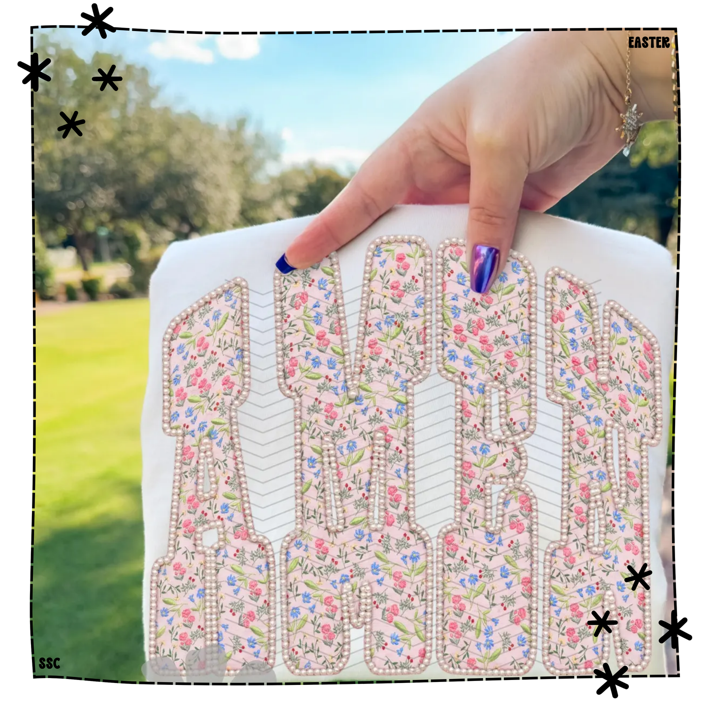 Amen Faux Embroidered Pearls