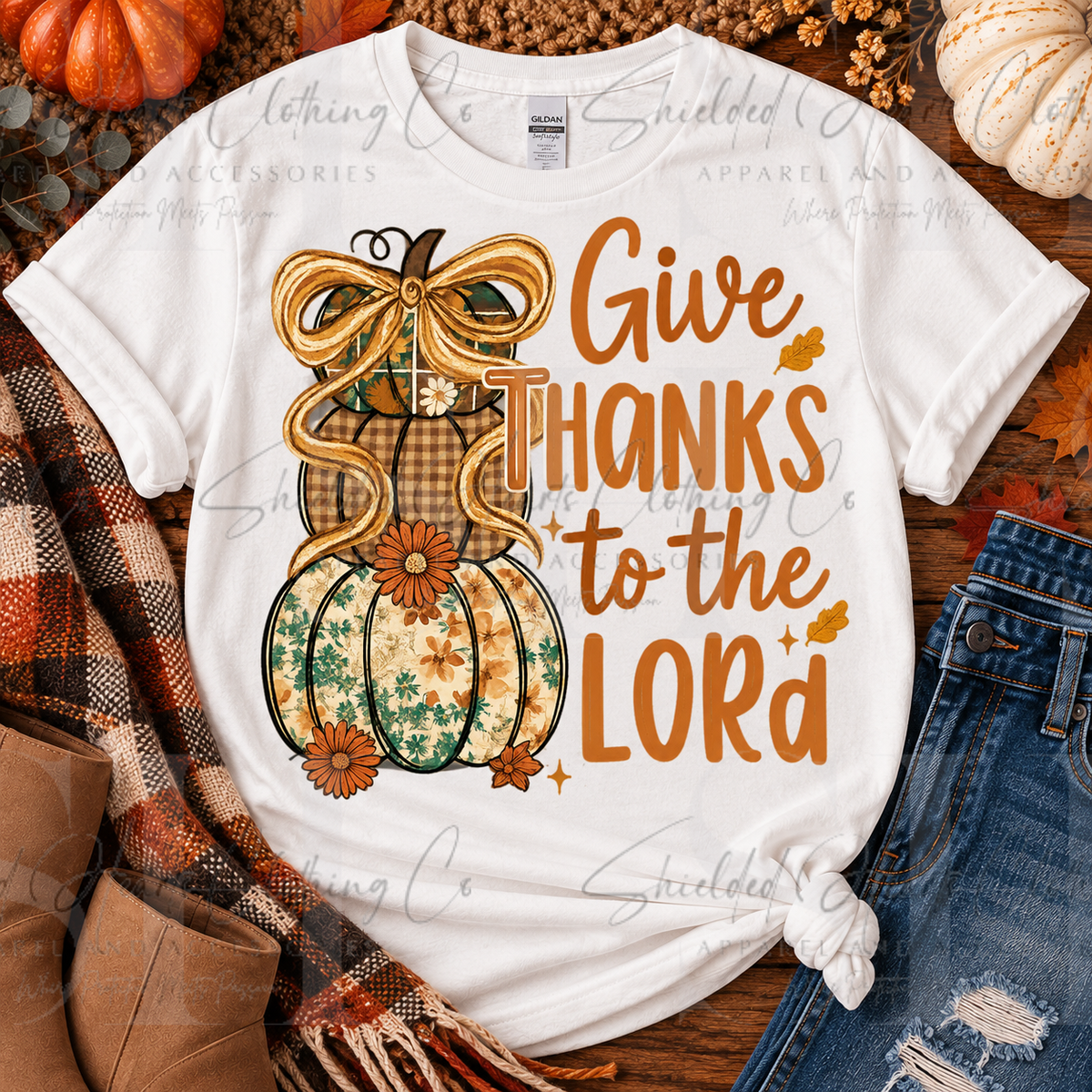 Give Thanks to the Lord Pumpkin Stack