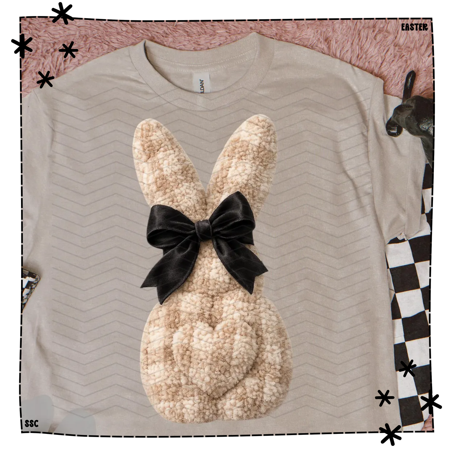 Checkered Easter Bunny Faux Yarn Crochet