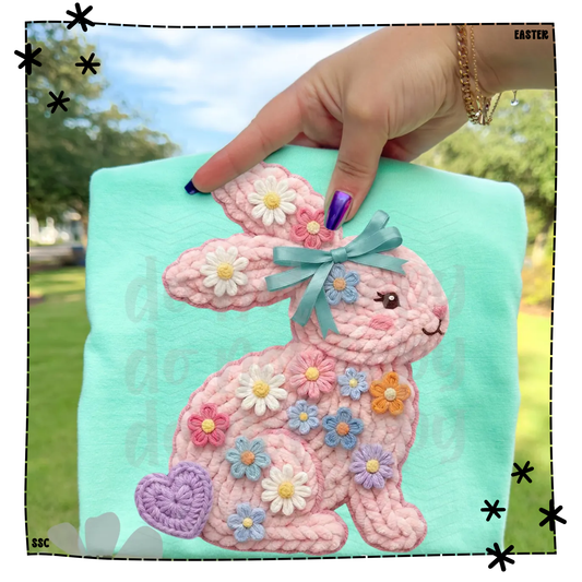 Easter Bunny Faux Yarn Floral Pink