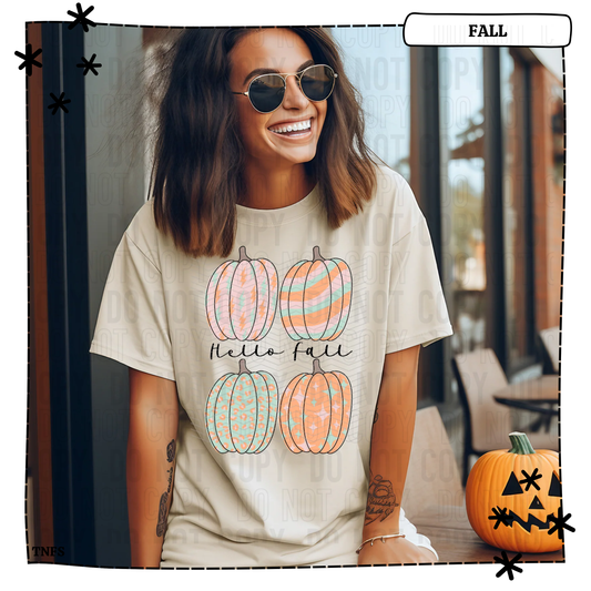 Hello Fall Retro Groovy Pumpkins