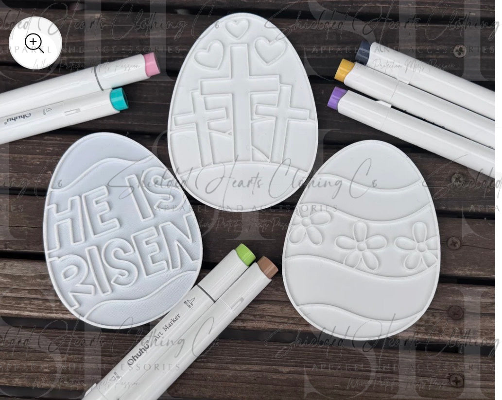 Coloring Easter Eggs | Easter Craft Kit Set of 3 | Faith-Based or Classic Easter Designs | DIY Color Your Own Easter Decor *markers NOT included*
