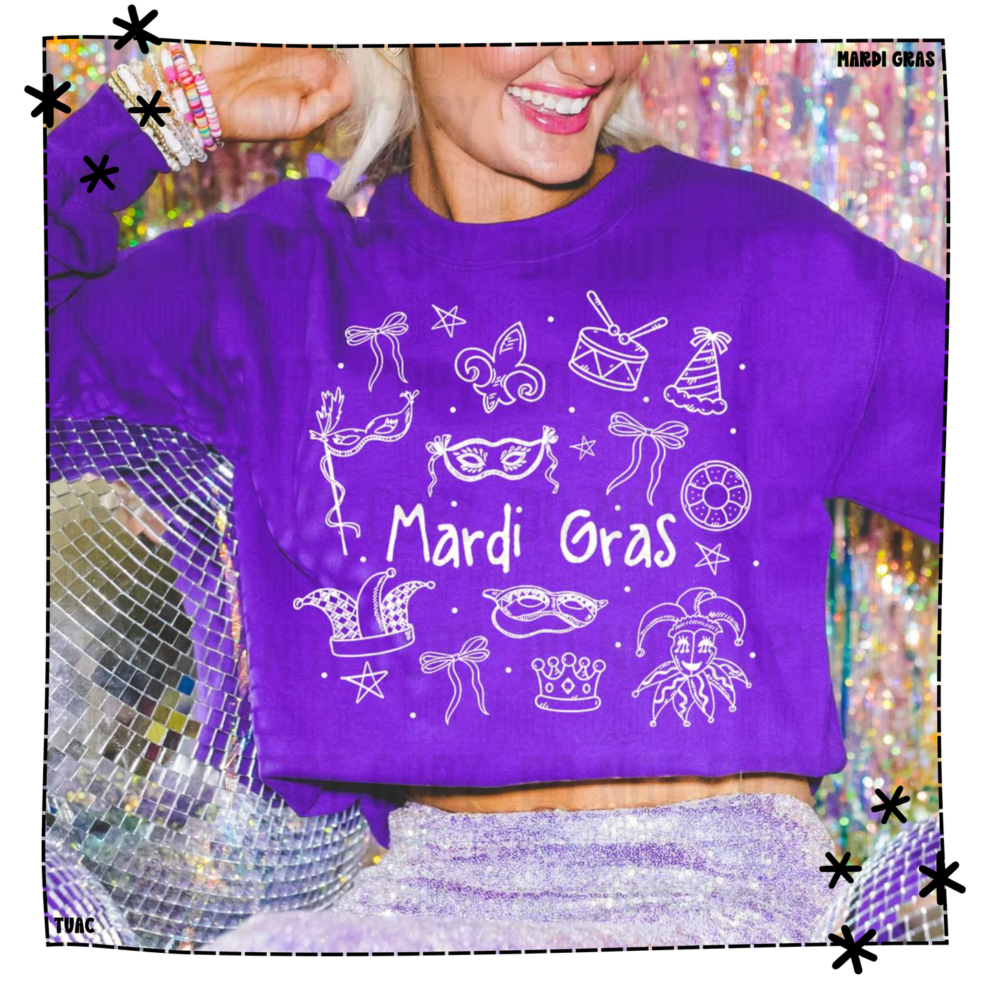 Mardi Gras Doodle White