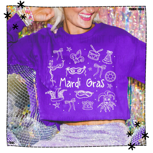 Mardi Gras Doodle White