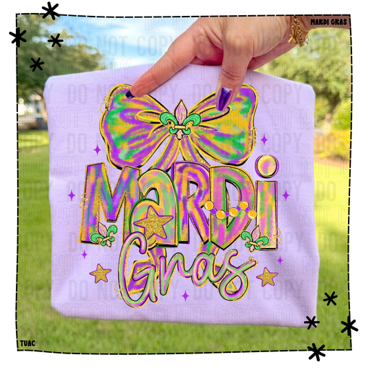Mardi Gras Watercolor Bow