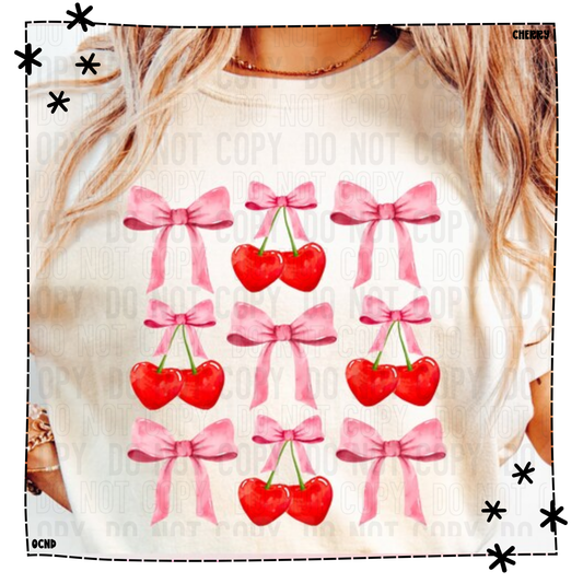 Pink Bow Red Cherry