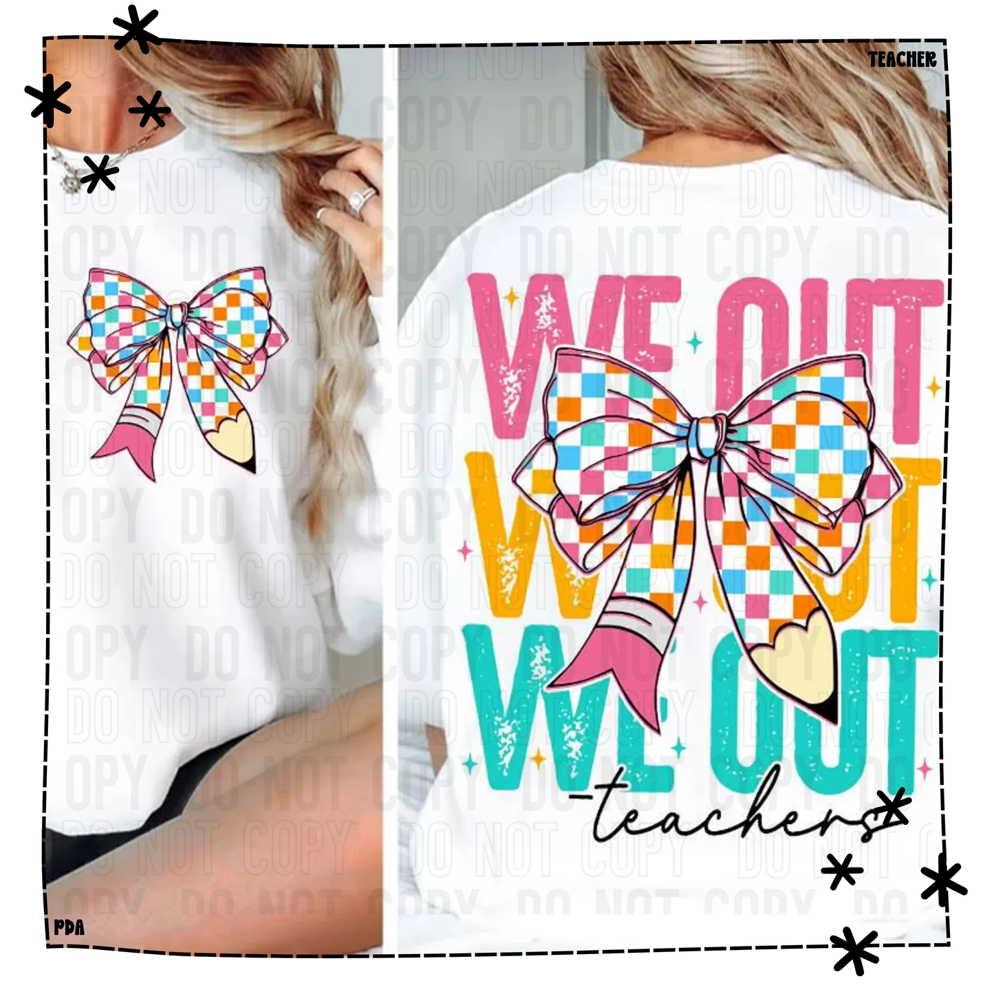Retro We Out Teachers Coquette Bow