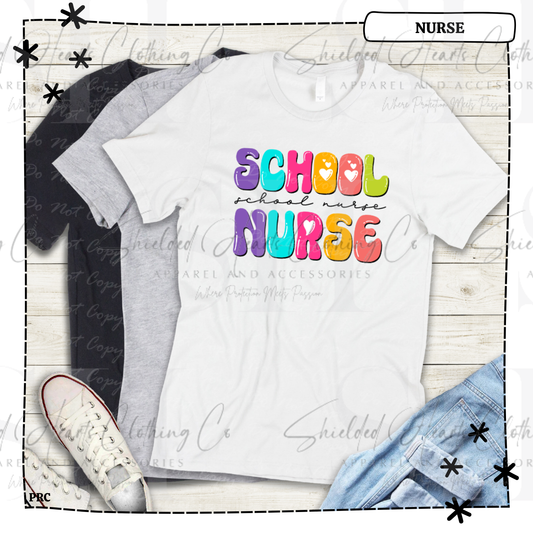 School Nurse Bubble Letters Shirt