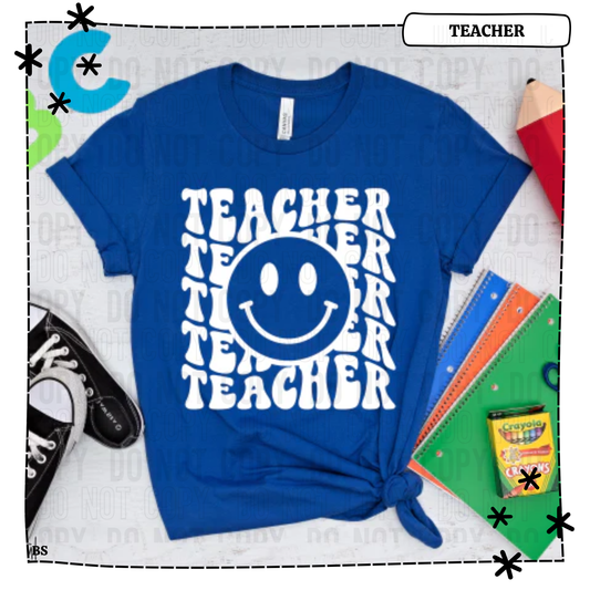 Stacked Retro Wavy Teacher