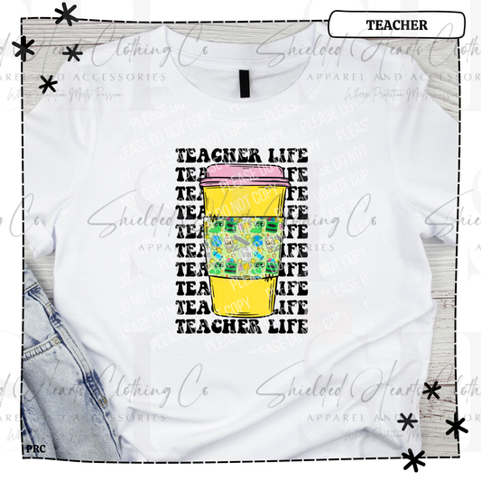 Teacher Life Coffee Stacked Shirt