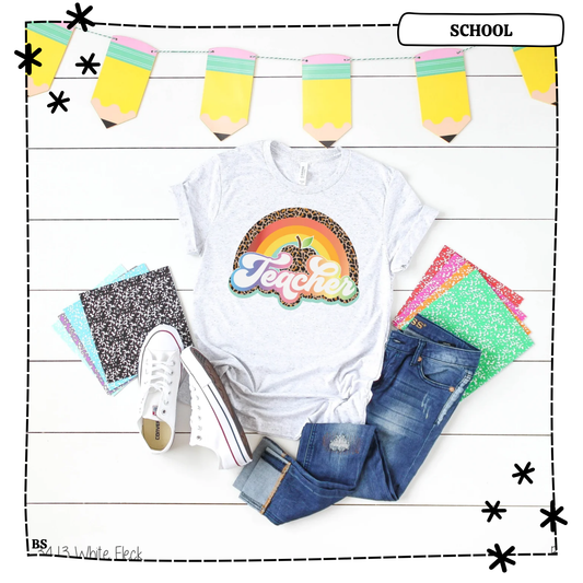 Teacher Leopard Apple Rainbow