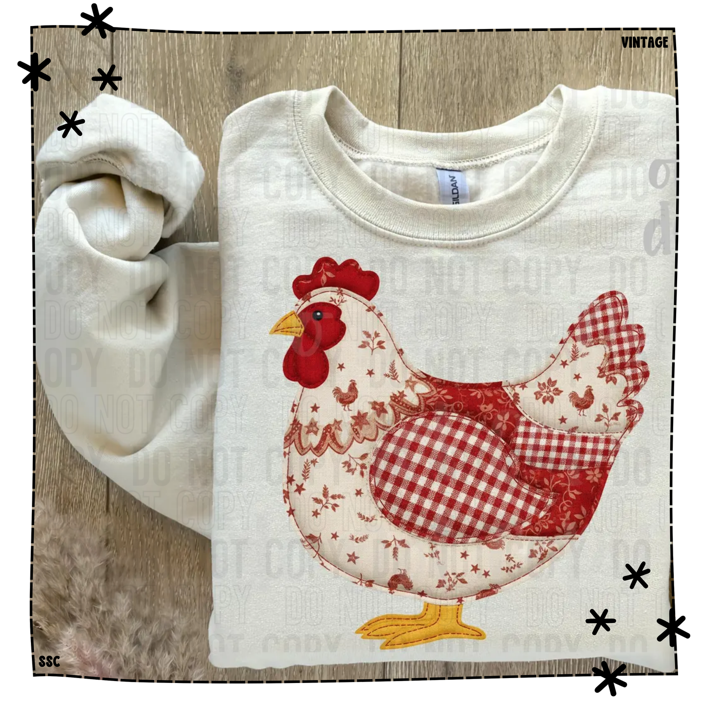 Vintage Hen Quilted Patchwork