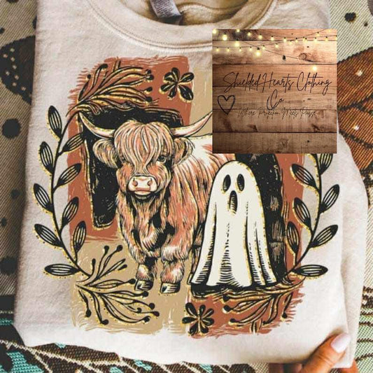 Ghost with Highland Cow Shirt