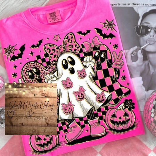 Pink and Checkered Ghost Shirt