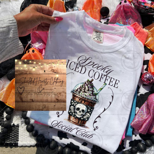 Spooky Iced Coffee Skull Social Club Shirt