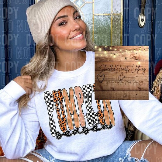 Checkered Pumpkin Season Shirt